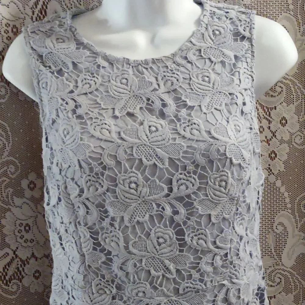 Banana Republic‎ size 0 sleeveless pastel blue lace feminine dress zip back